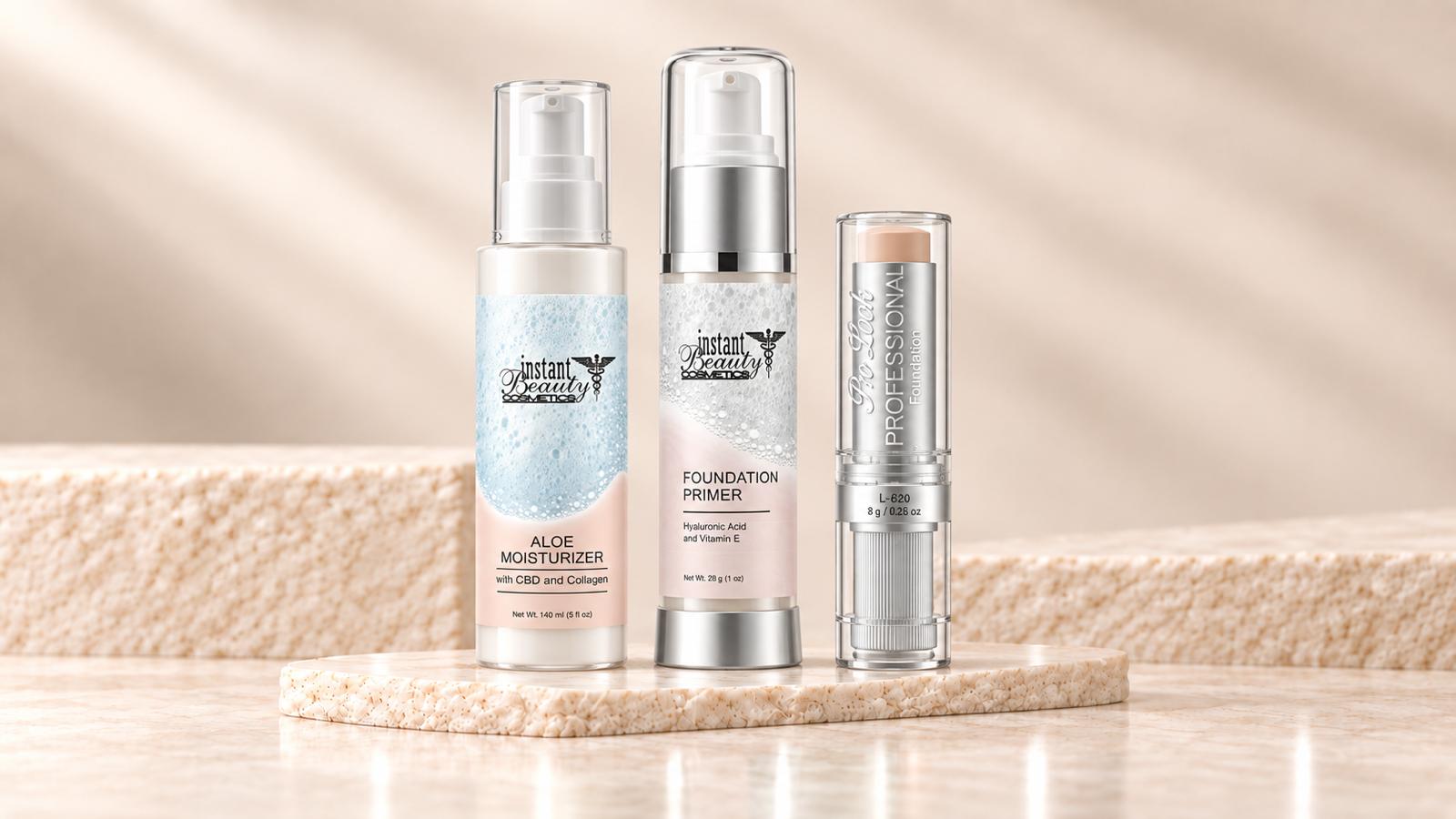 Aloe Moisturizer, Foundation Primer and foundation stick